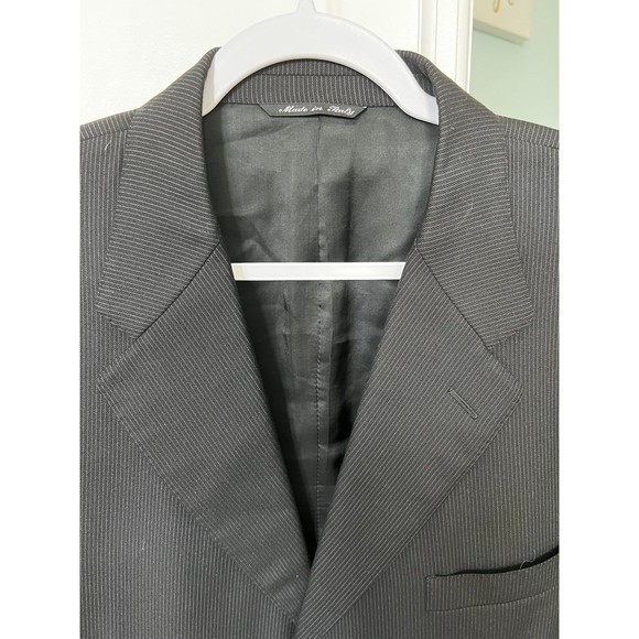 Bernini Beverly Hills‎ Canali Wool Black Striped Suit Jacket Size 56 - Picture 1 of 11